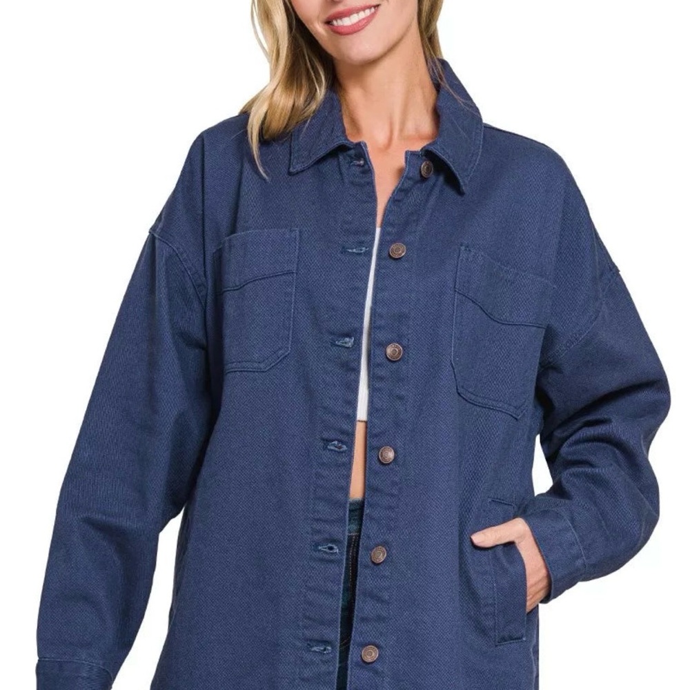 Zenana Women's Blue Denim Jacket - Picture 2 of 6